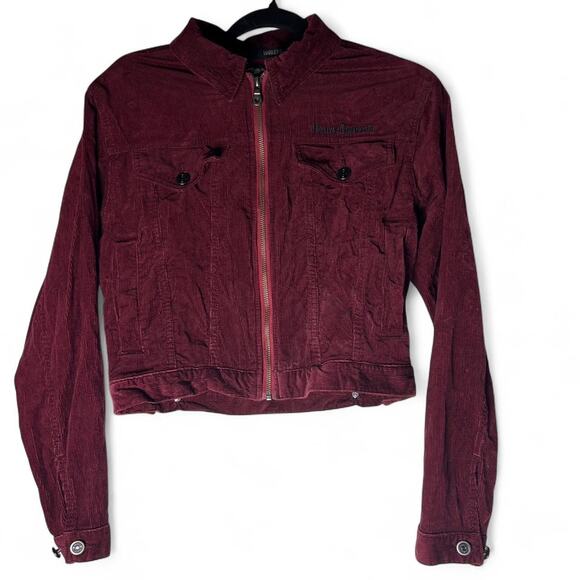 Burgundy harley davidson corduroy jacket - Picture 1 of 4